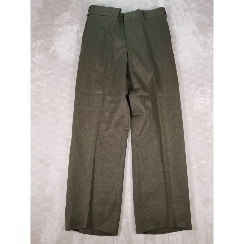 VTG Saco USMC Marines Dress Uniform Poly Wool Green Pants‎ Trouser Fits 32x28